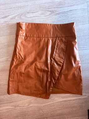 SHEIN Rust Brown Faux Leather Mini Skirt